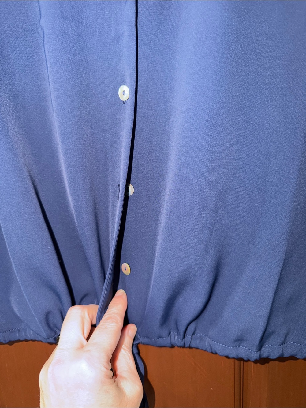 MELLODAY Navy Sleeveless Button-Front Tie-Hem Top - Picture 3 of 5